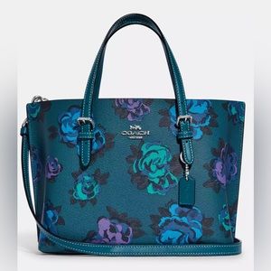 COACH MOLLIE TOTE  25 JUMBO FLORAL TURQUOISE MULTI